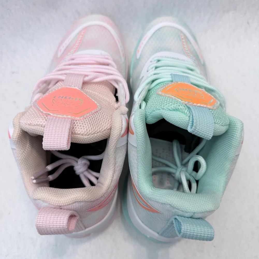 Mismatched Pastel Basketball Sneakers Pink Teal Mesh Sport Shoes US 6.5